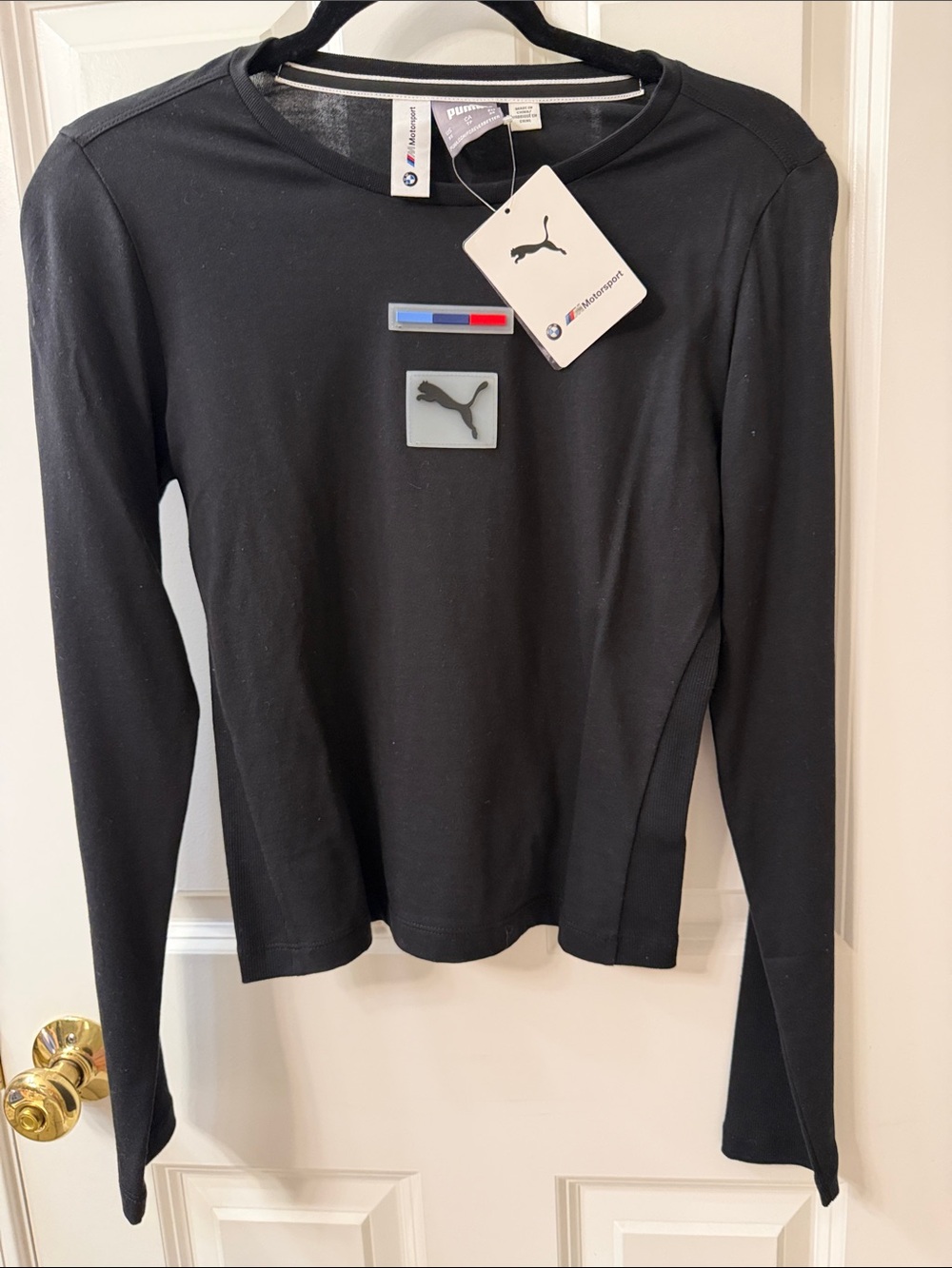 PUMA Women’s Black Long-Sleeve Crew Neck Top Size XS BMW Motorsport BRAND NEW